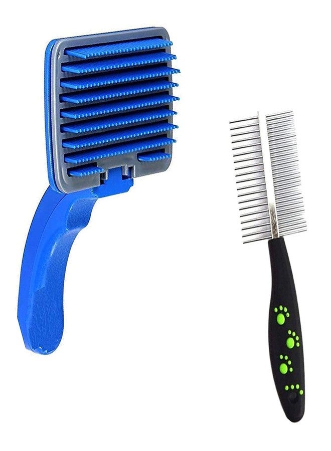 Pups&Pets مجموعة تنظيف وتنعيم شعر الكلاب والقطط من Pups&Pets، تتضمن فرشاة بلاستيكية ناعمة ومشط مزدوج الجوانب للكلاب والقطط (قد يختلف اللون). - Image 1